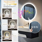 Bathroom mirror with LED lighting and color temperature control features.