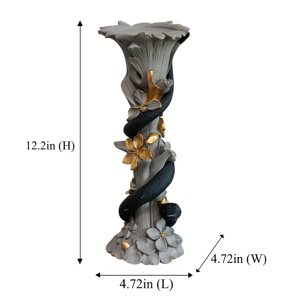 Decorative column with floral elements and measurements on a white background