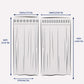 Measurement chart of a curtain with dimensions labeled in inches and centimeters.