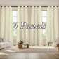 Four white curtains hanging in a living room with '4 Panels' text overlay.