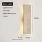 Wall-mounted light fixture with dimensions and specifications on a white background
