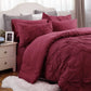 Maroon textured comforter and pillows