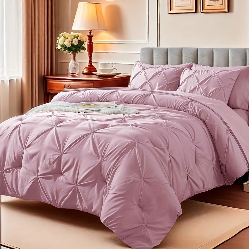 The Versailles Pleated Luxury Comforter Set Pink color