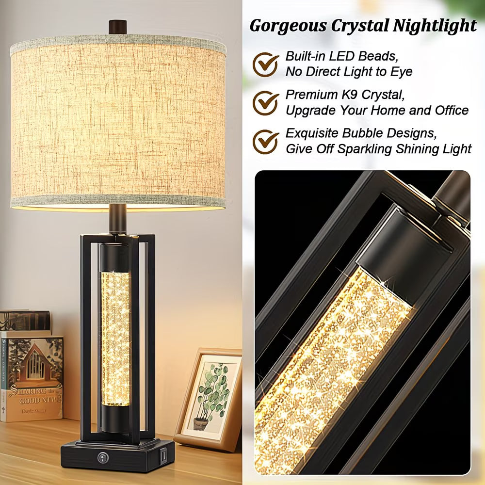 Gorgeous crystal nightlight with LED beads and K9 crystal, shown on a table.