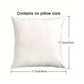 White pillow without a core with dimensions labeled on a white background
