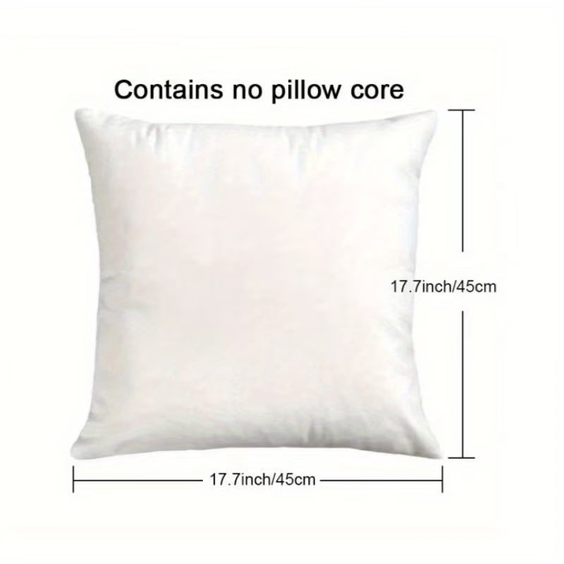 White pillow without a core with dimensions labeled on a white background