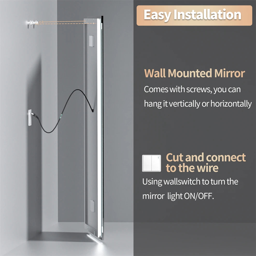 Wall-mounted mirror with installation instructions