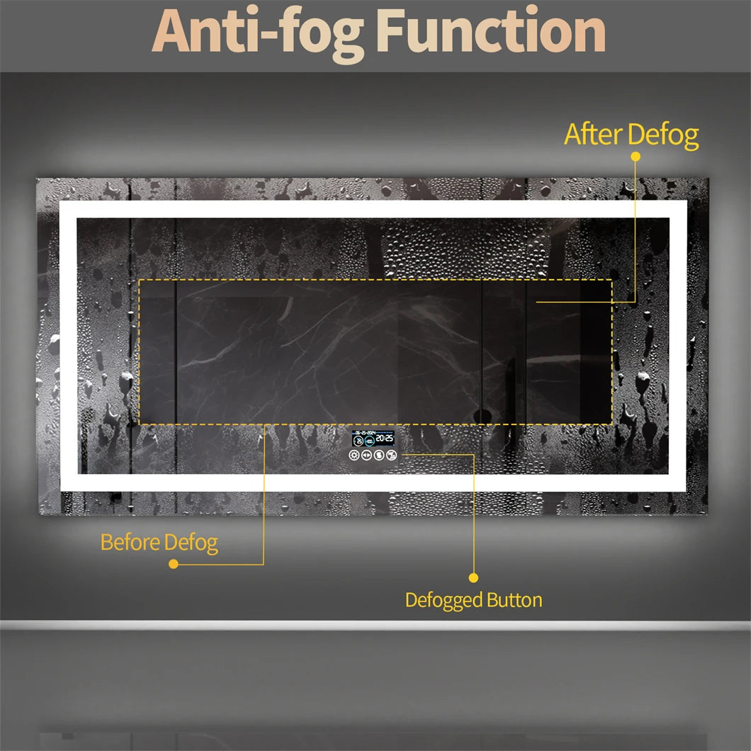 Display of an electronic device with anti-fog function features highlighted.