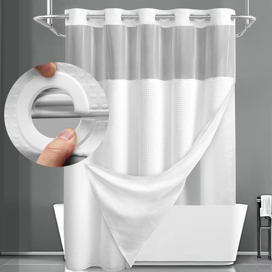 The Santorini Waffle Weave Shower Curtain Set