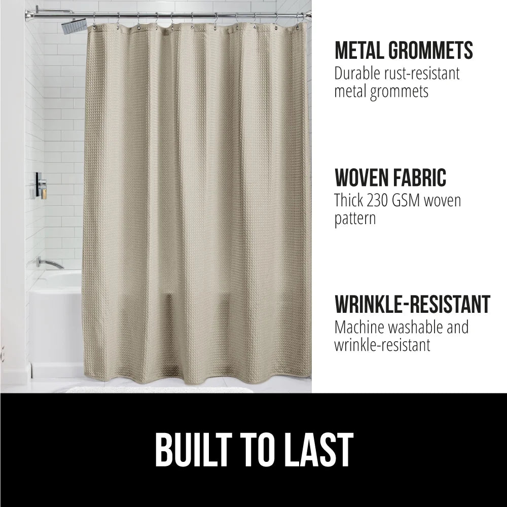 Santorini Waffle Weave Luxury Shower Curtain